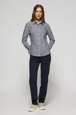 Camisa cuadro vichy azul con logo bordado Polo Club