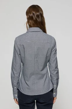 Camisa cuadro vichy azul con logo bordado Polo Club