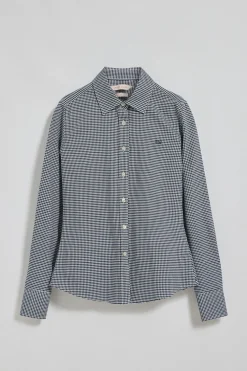 Camisa cuadro vichy azul con logo bordado Polo Club