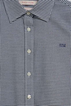 Camisa cuadro vichy azul con logo bordado Polo Club