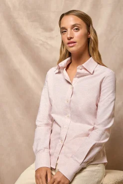 Camisa cuadro vichy rosa con logo bordado Polo Club