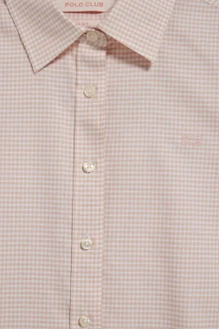 Camisa cuadro vichy rosa con logo bordado Polo Club