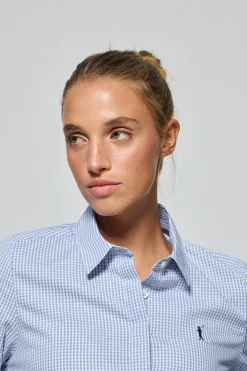 Camisa de cuadros vichy azules con logo bordado Rigby Go