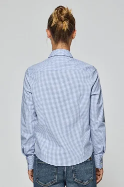 Camisa de cuadros vichy azules con logo bordado Rigby Go