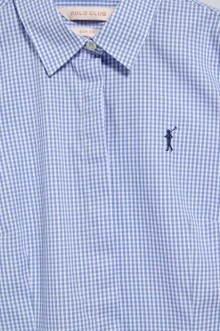Camisa de cuadros vichy azules con logo bordado Rigby Go