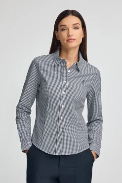 Camisa de cuadros vichy azul marino con logo Rigby Go