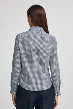 Camisa de cuadros vichy azul marino con logo Rigby Go