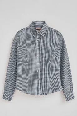 Camisa de cuadros vichy azul marino con logo Rigby Go
