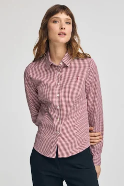 Camisa de cuadros vichy color borgoña con logo Rigby Go