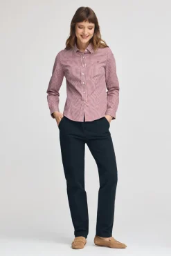 Camisa de cuadros vichy color borgoña con logo Rigby Go