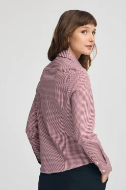Camisa de cuadros vichy color borgoña con logo Rigby Go