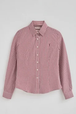 Camisa de cuadros vichy color borgoña con logo Rigby Go