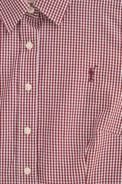 Camisa de cuadros vichy color borgoña con logo Rigby Go