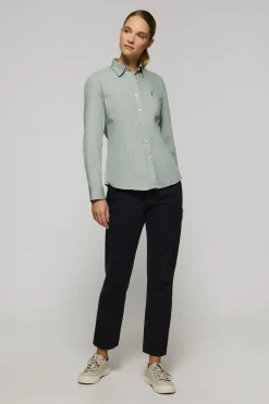 Camisa de popelín Slim Fit verde jade con bordado Rigby Go