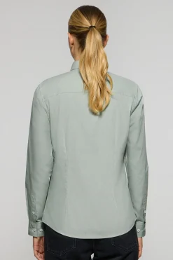 Camisa de popelín Slim Fit verde jade con bordado Rigby Go