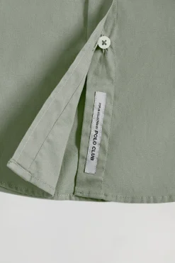 Camisa de popelín Slim Fit verde jade con bordado Rigby Go