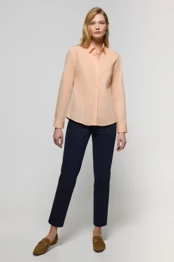 Camisa de popelín Slim Fit color melocotón con bordado Rigby Go