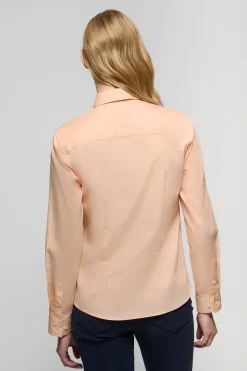 Camisa de popelín Slim Fit color melocotón con bordado Rigby Go