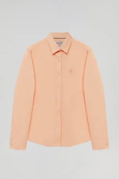 Camisa de popelín Slim Fit color melocotón con bordado Rigby Go