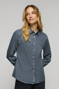Camisa de popelín Slim Fit azul denim con bordado Rigby Go