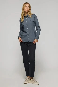 Camisa de popelín Slim Fit azul denim con bordado Rigby Go