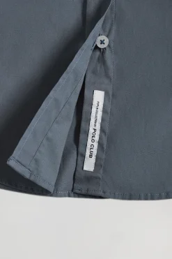 Camisa de popelín Slim Fit azul denim con bordado Rigby Go