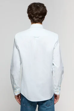 Camisa de rayas azul celeste Oxford y bordado Polo Club