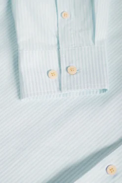 Camisa de rayas azul celeste Oxford y bordado Polo Club