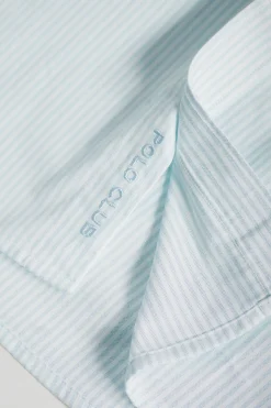 Camisa de rayas azul celeste Oxford y bordado Polo Club
