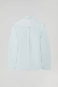 Camisa de rayas azul celeste Oxford y bordado Polo Club