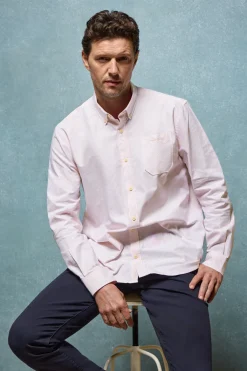 Camisa de rayas de color anaranjado Oxford y bordado Polo Club