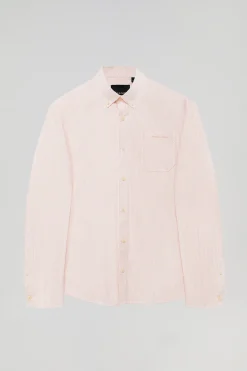 Camisa de rayas de color anaranjado Oxford y bordado Polo Club