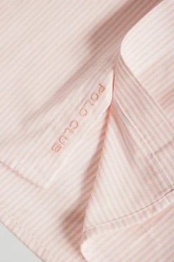 Camisa de rayas de color anaranjado Oxford y bordado Polo Club