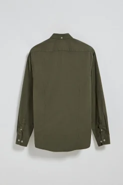 Camisa de sarga Princeton verde caqui con logo Rigby Go