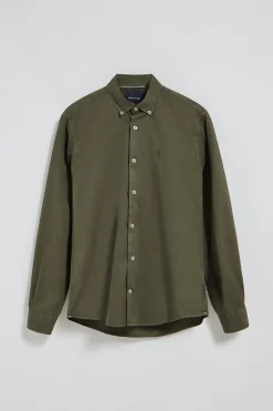 Camisa de sarga Princeton verde caqui con logo Rigby Go