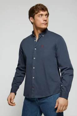 Camisa de sarga Princeton azul marino con logo Rigby Go