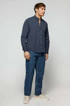 Camisa de sarga Princeton azul marino con logo Rigby Go