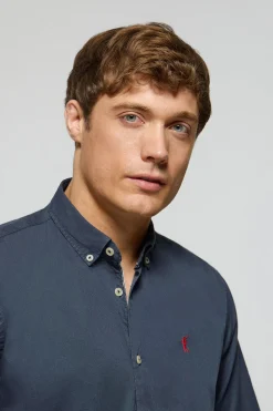 Camisa de sarga Princeton azul marino con logo Rigby Go