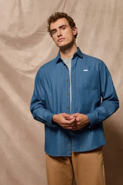 Camisa denim con bolsillo y detalle Polo Club