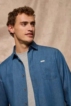 Camisa denim con bolsillo y detalle Polo Club