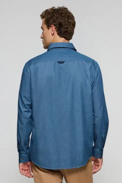 Camisa denim con bolsillo y detalle Polo Club