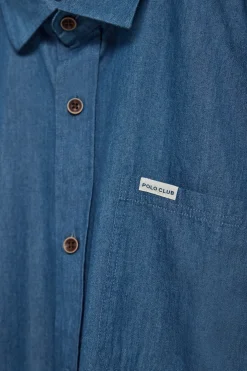 Camisa denim con bolsillo y detalle Polo Club