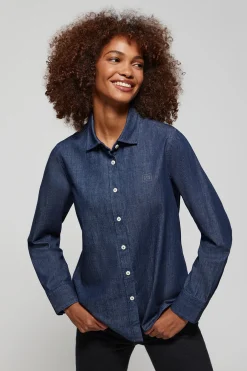 Camisa denim Loose Fit con logo bordado