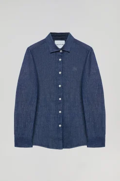 Camisa denim Loose Fit con logo bordado