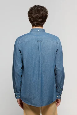 Camisa denim regular fit con logo Rigby Go