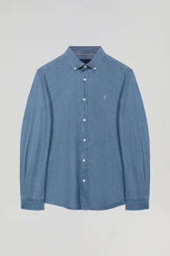 Camisa denim regular fit con logo Rigby Go
