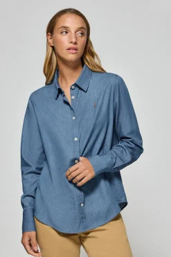 Camisa denim regular fit con logo bordado Rigby Go