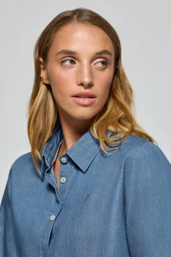 Camisa denim regular fit con logo bordado Rigby Go