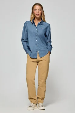 Camisa denim regular fit con logo bordado Rigby Go