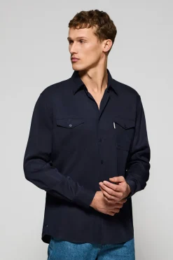 Camisa Franklin azul marino con bolsillos regular fit
